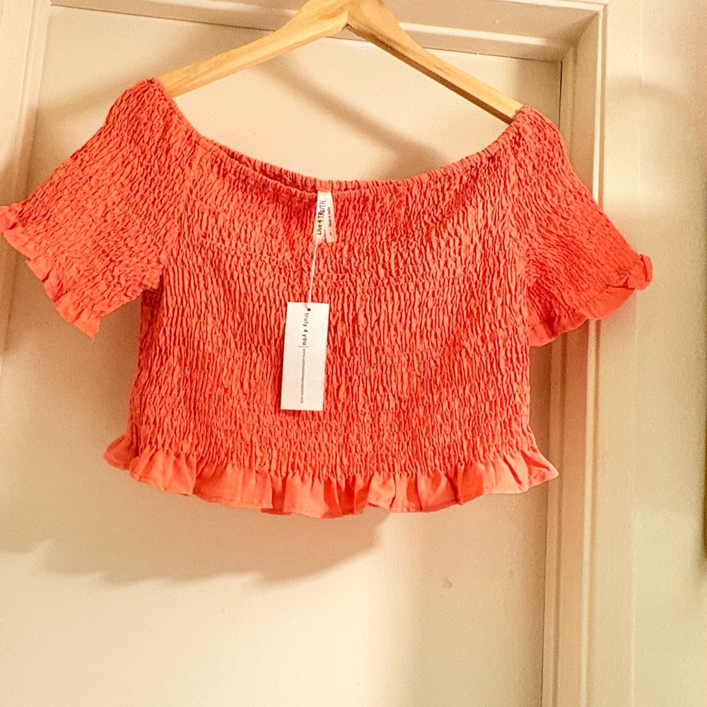 Live 4 Truth Coral Smocked Crop Top